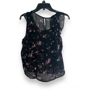 Arizona Jean Co Floral Sheer Chiffon Sleeveless Dress Shirt, size XL